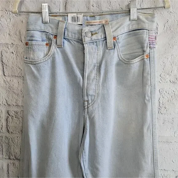 Levi's Ribcage Super High Rise Ankle Straight Light Wash Jeans NWT 26 X 27 - Picture 7 of 16